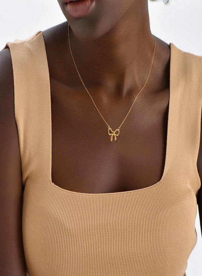 BAYLAY Bow Necklace for Women, 18K Gold Plated Bow Necklaces Dainty Gold Necklace for Women Trendy Gold Jewelry Gifts Womens Stocking Stuffers Easter Basket Essentials Stuffers Fillers - Image 2